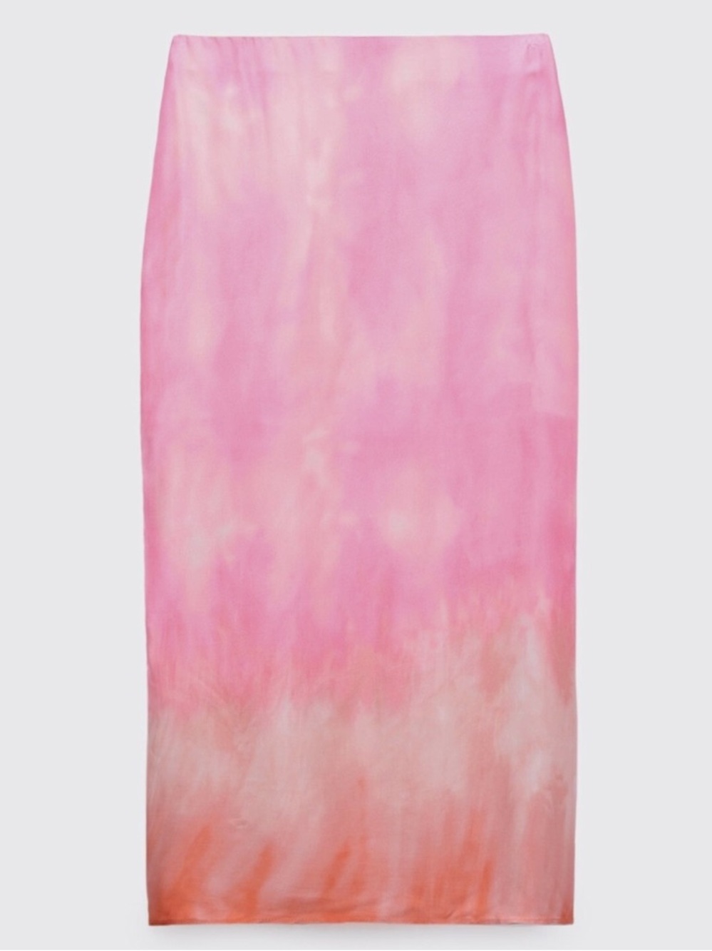 Zara Pink to Coral Ombre Midi Skirt with Side Ruching - Picture 3 of 4